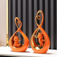 Ornements en céramique en forme d'ours blanc et orange, faits à la main, de style nordique, luxe antique, forme géométrique, décorations créatives pour la maison
