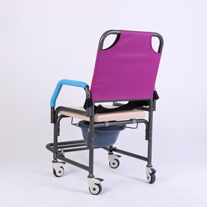 Chaise de douche pratique Green Yu, chaise de toilette portable violette avec roulettes pour personnes âgées et handicapées, équipement de sécurité pour la salle de bain - Product Image 4