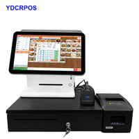 Caja Registradora de doble pantalla táctil integrada, sistema POS de alta velocidad con impresora de recibos y gestión de inventario