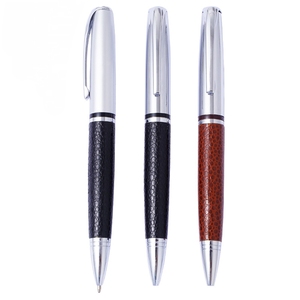 Hot Stock PU Leather <b>Wrapped</b> Twist Metal Ballpoint Pen <b>Black</b> Brown For Business Office Corporate Promotional Wholesale Gift Stat - Product Image 1