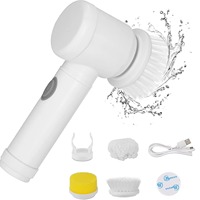Brosse de nettoyage électrique multifonctionnelle en matériau PP avec manche sans fil pour la cuisine, la salle de bain et les toilettes.