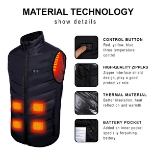 Gilet invernale Casual da uomo con riscaldamento a 10 Zone e gilet regolabile con batteria ricaricabile USB per chiusura a cerniera - Product Image 4