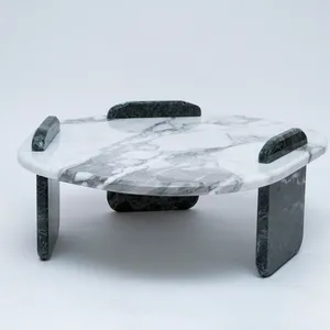 Индивидуальный круглый стол из натурального мрамора новый дизайн Calacatta Белый журнальный столик для гостиной дома