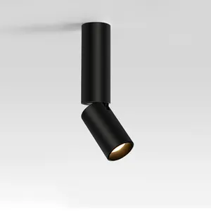 Foco LED antideslumbrante de aluminio ajustable negro montado en superficie giratorio abajo luz tubo largo plegable COB spot light