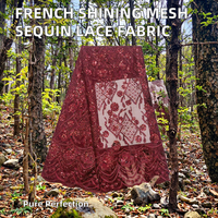 Tissu en dentelle à sequins français, maille brodée, textile en filet pour robe de soirée pour femmes