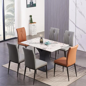 Sillas de Comedor Modernas de Lujo en Cuero Sintético Ecológico, Asientos Cómodos, Fáciles de Limpiar, Patas de Metal, Respaldo Plegado, Color Personalizado - Product Image 6