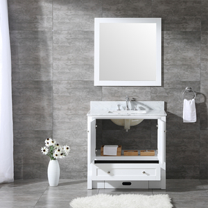 Modern White Wooden Freestanding Industrial Design Water Resistant Bathroom Vanity Ceramic Wash Basin Cabinet Framed <b>Mirror</b> for - Product Image 2