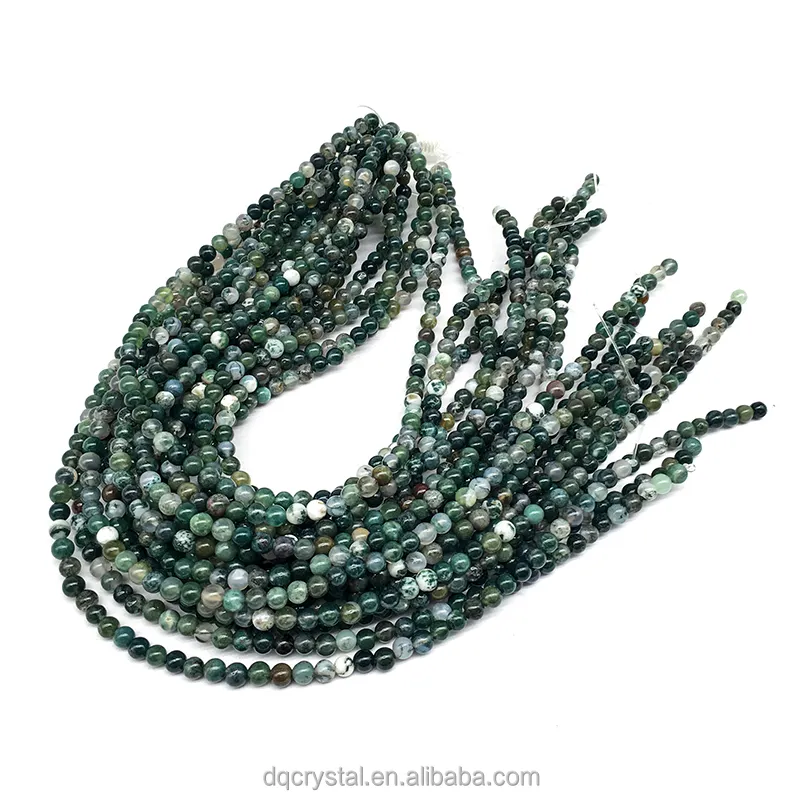 Crystal jewelry making moss agate bracelet supplies natural 6mm 8mm green moss agate beads bracelet for women gift