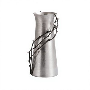 Vase à fleurs rond en aluminium de qualité supérieure, couleur argent, taille personnalisée, décoration intérieure par Home Arts - Product Image 1