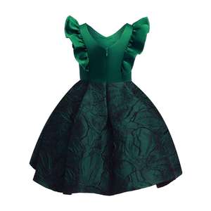 Robes pour filles de style européen 2022, 8 ans, manches spéciales, robe de princesse pour le Nouvel An, robe fantaisie en jacquard, couleur unie, robe pour enfants - Product Image 5