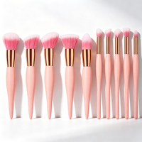 Ensemble de 10 pinceaux cosmétiques en nylon de qualité supérieure avec sac, comprenant des pinceaux pour poudre, blush, contour, fond de teint et yeux, avec pochette de transport