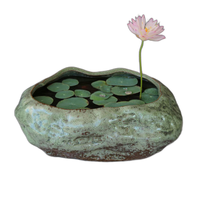 Pot en céramique pour plantes succulentes, pot à bonsaï, pot à lotus avec glaçure décorative en patine de cuivre, pot pour poissons rouges