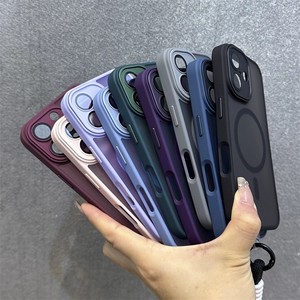 Película de lente mate magnética a prueba de golpes, <span class=keywords><strong>funda</strong></span> protectora para teléfono amigable <span class=keywords><strong>con</strong></span> la piel para <span class=keywords><strong>iPhone</strong></span> <span class=keywords><strong>12</strong></span> 13 14 15 16 Pro Max, fundas <span class=keywords><strong>con</strong></span> correa de <span class=keywords><strong>cuerda</strong></span> - Product Image 5