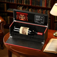 Boîte de bouteille de vin/whisky/brandy rectangulaire en bois noir exquis haut de gamme pour boutiques de luxe et hôtels 5 étoiles