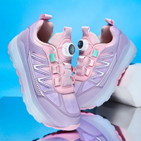 Chaussures de roller à 4 roues réglables avec lumières LED intégrées, respirantes, pour garçons et filles, clignotantes, pour la marche en extérieur, chaussures de sport pour enfants