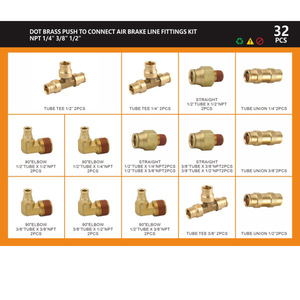 Xiangjia Machinery DOT Brass Air Brake Fitting Connector Kit 44PCS Automotive Industry Use - Product Image 2