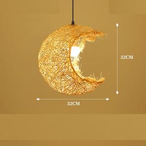 Moon Shde Rattan lampada a sospensione in Rattan tessuto a mano paralume in bambù da piccole a grandi dimensioni per uso domestico sala da pranzo Bar - Product Image 1