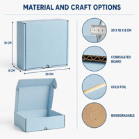 Boîte d'expédition en carton ondulé bleu clair avec logo personnalisé et design biodégradable en feuille d'or pour l'e-commerce, les vêtements, les cosmétiques, les cadeaux et le stockage