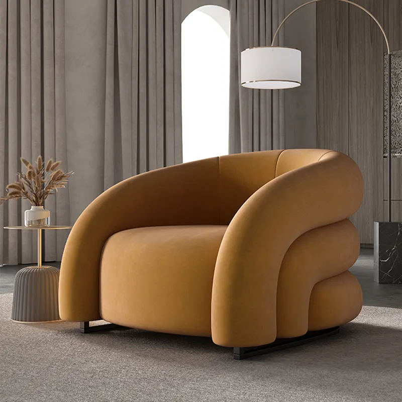 Luz de lujo moderno de tela de terciopelo sofá Silla de salón de moda simple y personalizado relajarse sofá silla Silla de acento