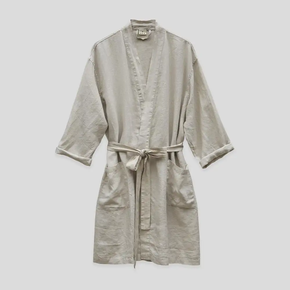 Best Selling High Quality Pure Linen Clothes Woman's Sleepwear Woman's Pajamas Woman's Loungwear Unisex Customized Robes
