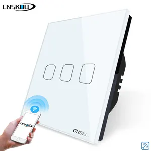 EU/UK Glass smart home system 3gang touch wifi smart switch tuya smart life app