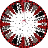 Jupe de sapin de Noël à carreaux Buffalo, style ferme, 122 cm, rouge et noir, mélange de coton, décoration de Noël pour la maison