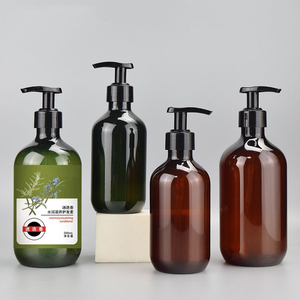 300ml 500ml Color ámbar hombro redondo plástico mascota loción bomba botella para lavado corporal champú jabón líquido - Product Image 6