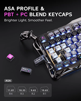 Clavier de jeu mécanique sans fil GravaStar Mercury K1 Pro 75% avec interrupteurs linéaires, Hot-Swap, Tri-mode (BT/2.4GHz/Filaire), RGB, QMK, et bouton rotatif