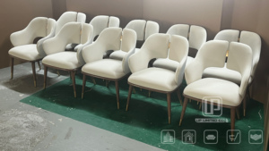 Chaise simple minimaliste nordique avec pieds en métal, chaise en cuir rembourrée de luxe pour hôtel, salle de conférence, restaurant, usage commercial - Product Image 3