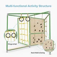 Conjunto de Actividades para Niños: Columpio de Anillas Colorido, Barra Horizontal, Trapecio, Red de Cuerdas y Escalador de Mono para Jardín y Preescolar