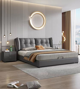 Echtes Leder Metallrahmen Modernes Design Umweltfreundliches Stauraumbett Hochbett Vollgröße 1,8m/1,5m Hochzeitsbett - Product Image 2