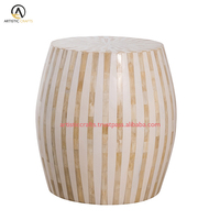 Tabouret moderne en bois avec incrustation d'os, artisanat indien de haute qualité, portabilité artisanale pour chambre à coucher, hôtel, villa, décoration