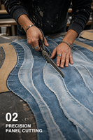 Jean large pour femme, bleu clair, broderie florale rose, motif cerisier, en denim, patchwork déstructuré, coupe ample