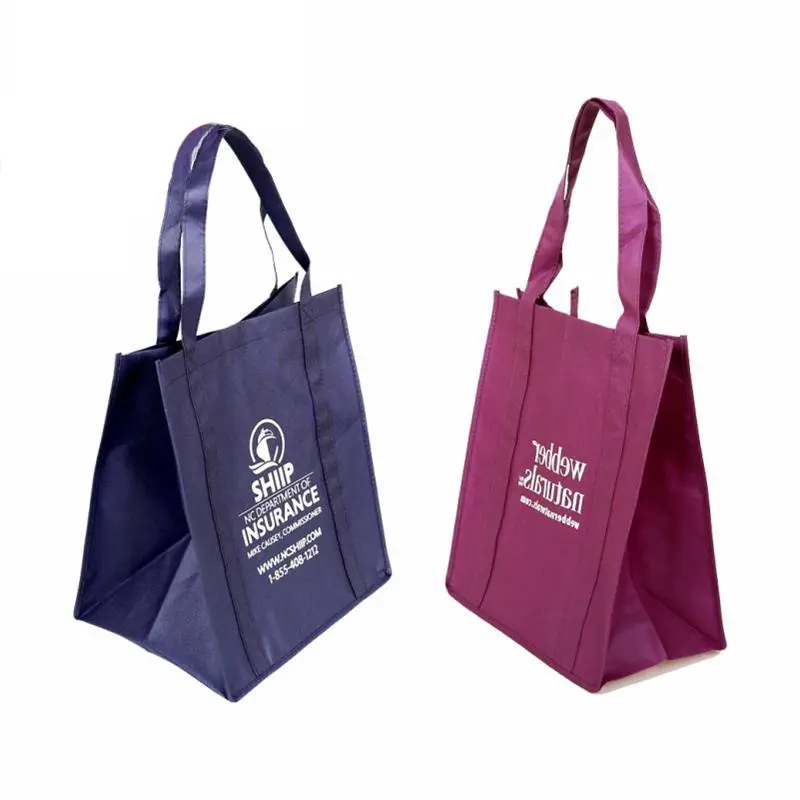 Reusable Tote Shopping Bag Oversized Custom Non-woven Fabric Eco Promotion Accept Customized Logo Striped Handled Cheap Printing
