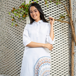 Vestido Maxi de Polilino Blanco Premium, Duradero y de Alta Calidad, con Bordado, Casual para Mujer, al por Mayor - Product Image 1