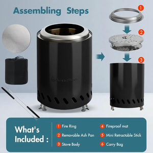 Wholesale Portable Smokeless Wood Pellet-Fueled Wood Burning Tabletop <b>Fire</b> Pit Stainless Steel Powder Coated for <b>Outdoor</b> Heating - Product Image 2