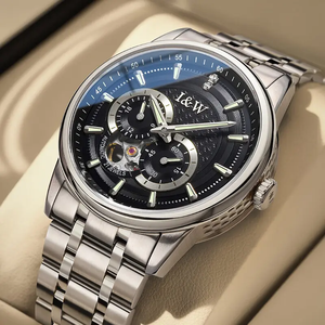 Vente en gros de montre mécanique en acier inoxydable de luxe pour hommes étanche Tourbillon lumineux mode affaires montre multifonctionnelle - Product Image 3