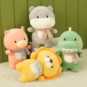 Most Popular Customized Plush Stuff Lion Hippo Dinosaur Piggy Forest Animal Small Soft Plush Toy Pillow For Newborn Gift