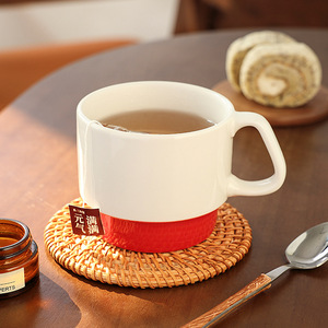 <b>Ceramic</b> Stackable Mugs Red Logo Printed Porcelain Mugs For Giveaways Business Gifts - Product Image 1