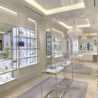Vitrine à bijoux haut de gamme GZowin, cadre en acier inoxydable, verre haute transparence, éclairage LED, design écologique, durable