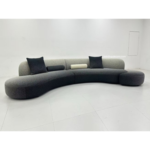 Juego de Sofás Curvos de Lujo Contemporáneos Grises de Foshan, Nuevo Modelo de Muebles para Sala de Estar, Tela 01, Seccional Contemporáneo - Product Image 5