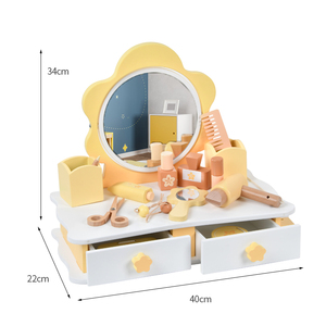 Juego de Madera con Forma de Flor Pequeña <span class=keywords><strong>Montessori</strong></span>, Salón de Belleza, Juego de Imitación de Peluquería, Mesa de Cocina, Juguetes de Rol - Product Image 4