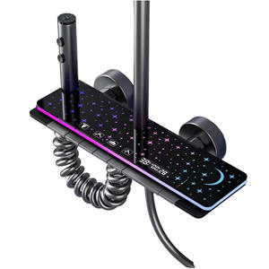 Ensemble de douche rectangulaire à affichage numérique ciel étoilé, touches de piano, température constante, LED lumineuse, effet pluie, pour salle de bain - Product Image 4