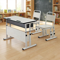 Ensemble de bureau et chaise personnalisés en gros pour élèves du primaire, bureau double en bois et banc pour salle de classe
