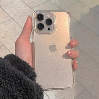 Luxe Bling Glitter Clair Couverture Souple pour iPhone 15 14 Pro Max 11 X XR XS 7 8 Plus Antichoc Transparent Mobile Téléphone Cas 15