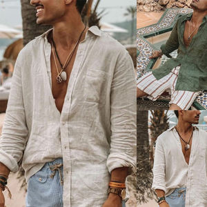 <span class=keywords><strong>Camicia</strong></span> hawaiana completo da spiaggia 2 pezzi <span class=keywords><strong>con</strong></span> t-Shirt estiva da uomo a maniche lunghe da spiaggia - Product Image 2