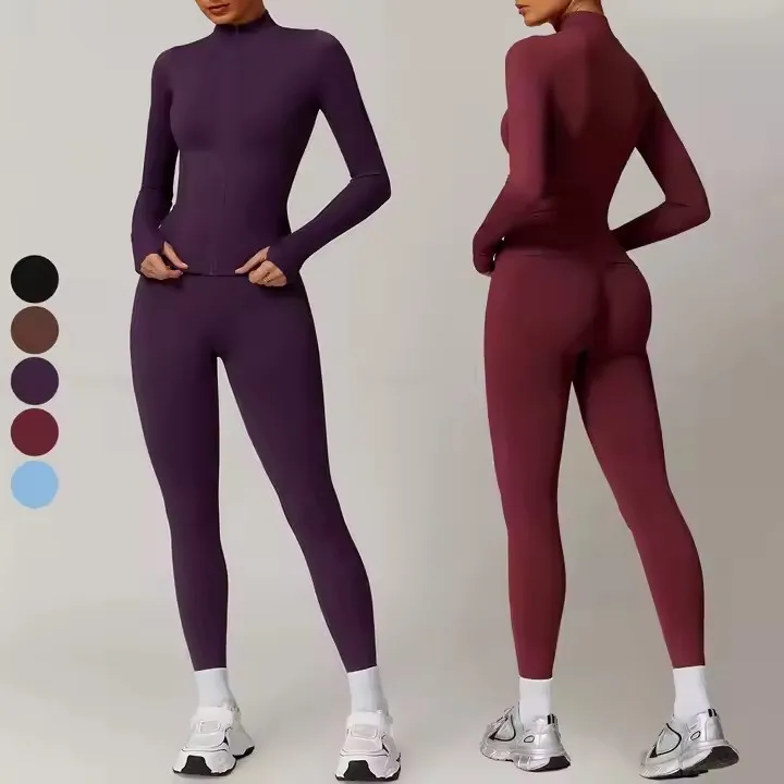 M212 Hot Sell Jackets Gym Sets Soft Tight Leggings Yoga Sets Quick Drying Woman Clothing Yoga Sets