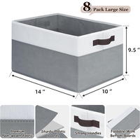 Meilleures ventes Lot de 8 bacs de rangement pliables avec poignée Grand organisateur pour vêtements et jouets de bébé Pratique pour la lessive