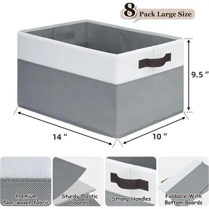 Best Sales 8 Pack Large Baby Clothes Storage Bins Organizer Foldable Basket With Handle For Toys