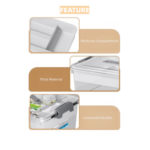 Caja de Almacenamiento de Plástico Transparente con Asa, Caja de Almacenamiento de Dos Niveles para Artículos del Hogar, Medicamentos, Herramientas, Cosméticos - Product Image 4
